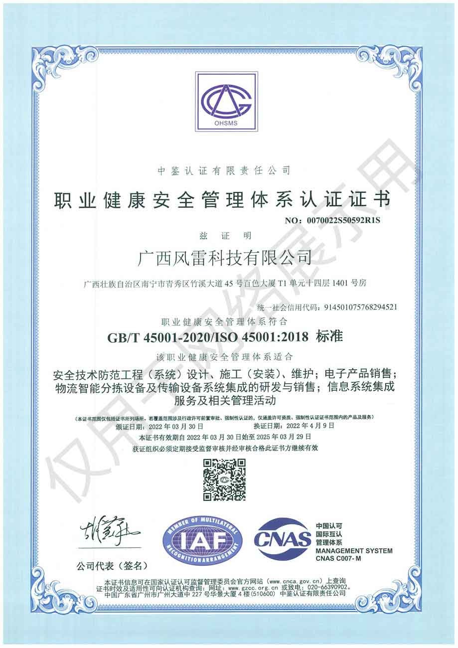 职业健康体系认证 